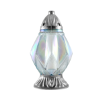 Znicz szklany diament 36 x 20 cm 39 h 130 g srebrny