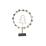 Obręcz stojąca z choinką 20 LED ciepły biały 30 x 45,5 cm srebrna