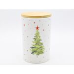 Pojemnik ceramiczny z dekorem choinka 700 ml 10 x 10 x 16 cm biały
