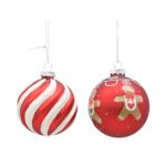 Bombka szklana 8 cm mix wzorów czerwona