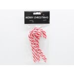 Laska cukrowa plastikowa 4 x 13 cm 6 sztuk biało-czerwony