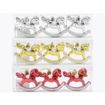 Zawieszka plastikowa konik na biegunach 8 cm 3 sztuki czerwony / złoty / srebrny