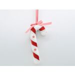 Zawieszka laska styropianowa 7 x 17 cm  biało-czerwony
