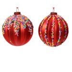 Bombka szklana dekorowana koralikami 8 cm mix wzorów