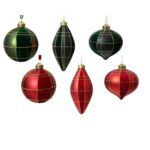 Bombka szklana dekorowana brokatem mix kształtów zielono-złoty / czerwono-złoty