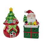 Figurka ceramiczna LED choinka / Święty Mikołaj 10,5 x 10,3 x 18,5 cm