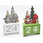 Kalendarz drewniany 9 x 4,5 x 15 cm biały / zielony