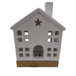 Figurka ceramiczna LED domek 16 x 12 cm biały