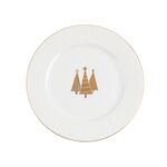 Talerz deserowy reliefowany złote choinki 20 cm
