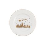 Talerz deserowy reliefowany złote domki 20 cm