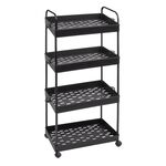 Regał łazienkowy 4 półki na kółkach 96,3 x 40 x 26 cm czarny