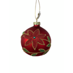 Bombka szklana dekorowana koralikami 8 cm czerwony