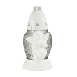 Znicz szklany Z 01 aniołek 18 x 9 cm 10 h 35 g biały