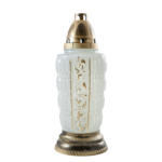 Znicz szklany Z-498 28,5 cm biało-złoty