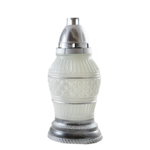 Znicz szklany led Z-503 25 cm biało-srebrny