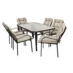 Zestaw Verano stół i 6 foteli z poduszkami czarny