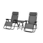 Zestaw ogrodowy stolik i 2 fotele szary