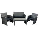 Zestaw ogrodowy Coral stolik sofa i 2 fotele szaro-czarny