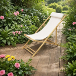 Leżak bambusowy 112 x 60 x 80 cm beżowy