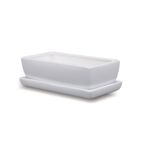 Donica ceramiczna Kaktusiarka Kwadrat Mały z podstawką J1500 29,5 x 13,5 cm biały