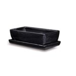 Donica ceramiczna Kaktusiarka Kwadrat Mały z podstawką J1432 29,5 x 13,5 cm czarny ze srebrem