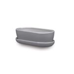 Donica ceramiczna Kaktusiarka 1 z podstawką J2200 27,5 x 12,5 cm szary