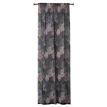 Firana z taśmą HORTENSE, 140 x 260 cm kolor czarny/kwiaty