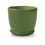 Donica ceramiczna z podstawkiem zielony ciemny 12 cm