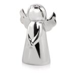 Figurka ceramiczna Aniołek srebrny 12 cm
