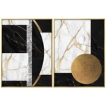 Obrazy w ramie 30 x 40 cm Złota abstrakcja 2 sztuki