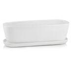 Podłużna donica z podstawkiem biała 11 cm