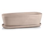 Podłużna donica z podstawkiem szara 9 cm