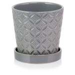 Donica ceramiczna z podstawkiem szara 15 cm