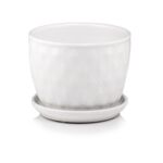 Donica ceramiczna z podstawkiem biała 13 cm