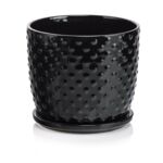 Donica z podstawkiem czarna 14 cm