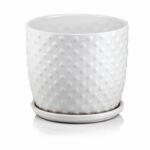 Donica z podstawkiem biała 12 cm