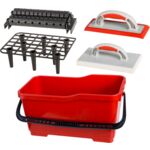 Komplet glazurniczy wiadro 22 l kratka rolki paca z gumą paca z gąbką PROLINE