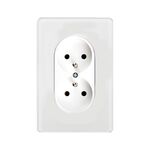 Gniazdo podwójne z ramką plastikową biały OVAL