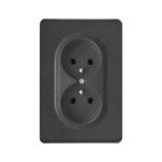 Gniazdo podwójne z ramką plastikową czarny OVAL