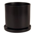 Doniczka cylinder 974 17 cm + podstawka czarny