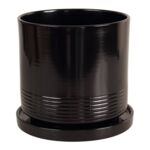 Doniczka cylinder Rille 17 cm + podstawka czarny