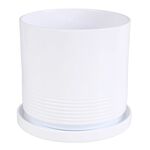 Doniczka cylinder Rille 15 cm + podstawka biały