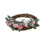 Wianek wielkanocny z jajkami 30 cm różowy