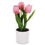 Tulipan w doniczce led 29 x 10 cm różowy