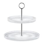 Szklana patera 2-poziomowa 24 x 24 cm srebrny