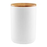 Pojemnik z bambusową pokrywką Curly 15 cm biały