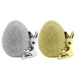 Figurka ceramiczna królik 9,5 cm srebrny / złoty