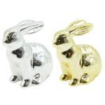 Figurka ceramiczna królik 6 cm srebrny / złoty