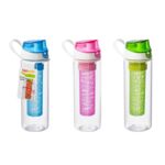 Butelka Sport z wkładem na owoce slim 650 ml mix kolorów