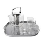 Dzbanek szklany do herbaty 670 ml + filiżanki 90 ml szklane transparenty Retro